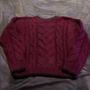 Cable Knit Sweater - Burgundy